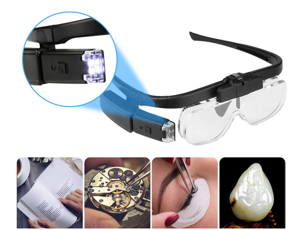 Okulary powiększające podświetlenie led lupa 4,5x