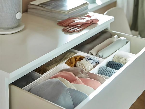 Organizer pojemnik tekstylny na bieliznę ubrania buty do szuflady biały