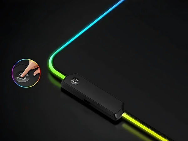 PODKŁADKA GAMINGOWA PODŚWIETLANA RGB XL 80X30 POD MYSZKĘ KLAWIATURĘ USB