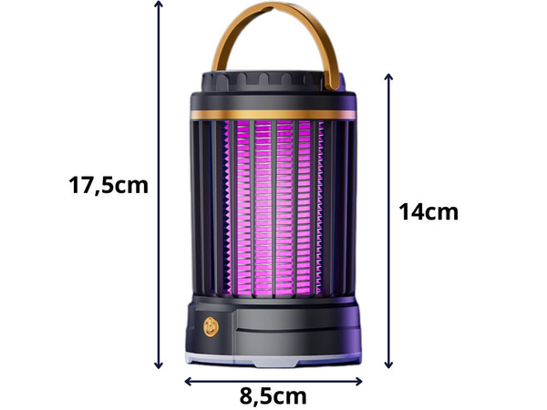 Lampa na komary owadobójcza uv led wisząca akumulatorowa 2 tryby z lampką