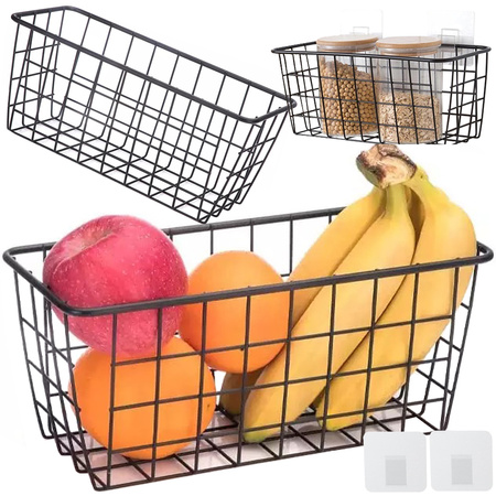 Koszyk wiszący kosz organizer metalowy zawieszany półka kuchenna czarny