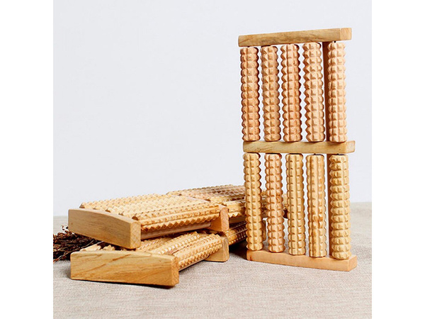 Masażer do stóp tradycyjny drewniany roller 2x5