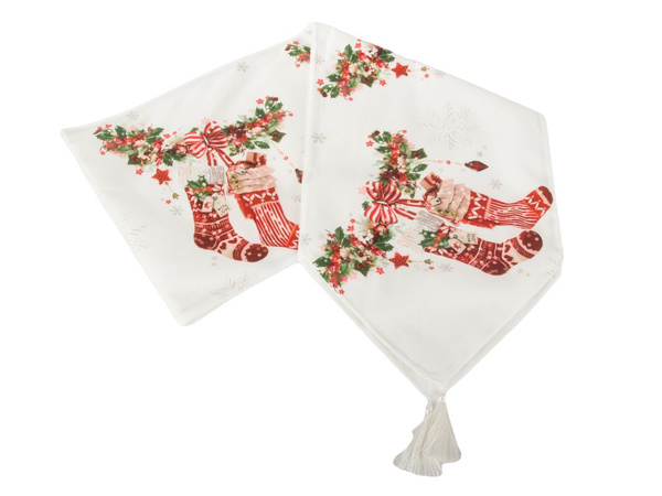 Bieżnik na stół świąteczny skarpety wigilijny na boże narodzenie 205x35cm