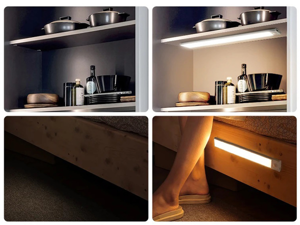 Lampka samoprzylepna listwa podszafkowa usb 30cm klips do szafy czujnik