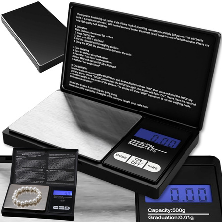 Waga kieszonkowa jubilerska 500g/0,01g precyzyjna gramowa elektroniczna