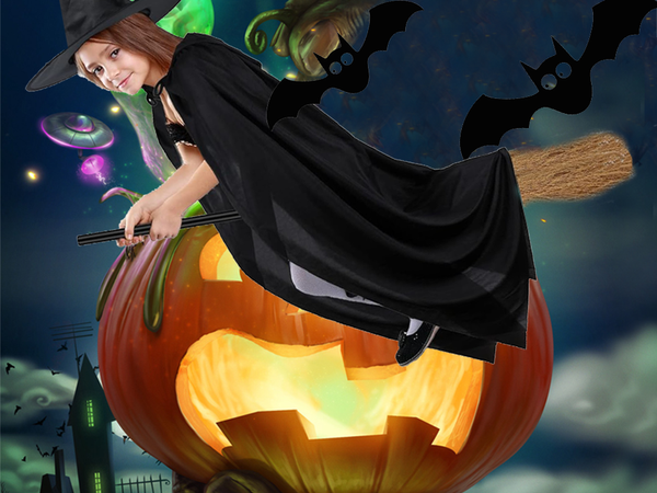 Peleryna halloween czarny płaszcz z kapturem przebranie strój dla dziecka