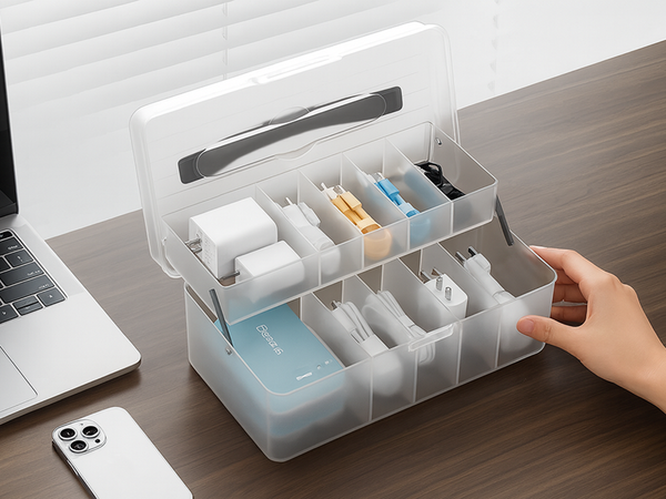 Organizer na kable i ładowarki elektronikę skrzynka narzędziowa wędkarska