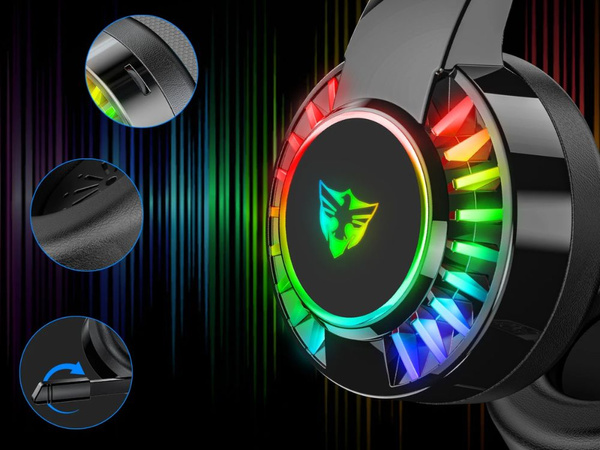 SŁUCHAWKI GAMINGOWE 7.1 RGB PRZEWODOWE NAUSZNE DLA GRACZY LED Z MIKROFONEM