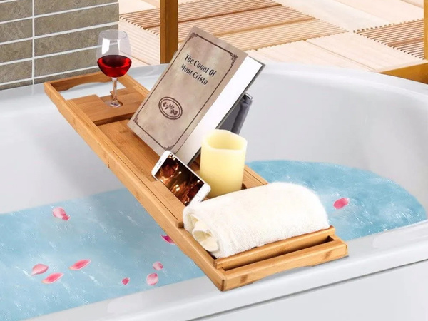 Półka na wanne regulowana duża bamboo spa nakładka