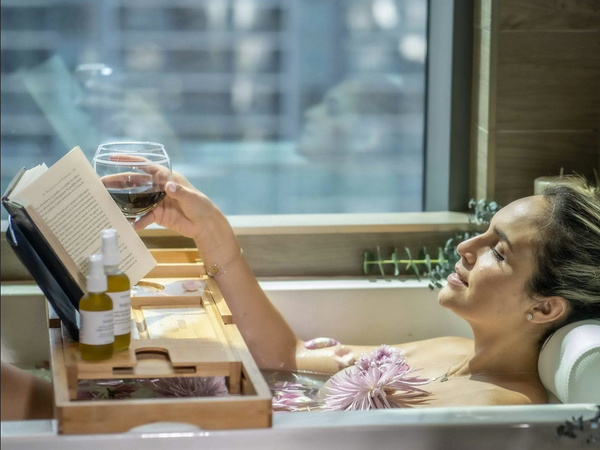 Półka na wanne regulowana duża bamboo spa nakładka