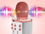 Mikrofon bezprzewodowy bluetooth głośnik karaoke okrągły z etui różne tryby