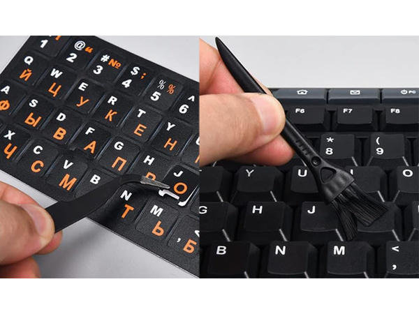 NAKLEJKI NAKŁADKI NALEPKI NA KLAWIATURĘ LAPTOPA PC QWERTY CYRLICA 11X13mm