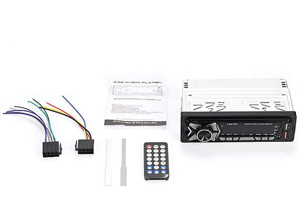 Radio samochodowe bluetooth usb aux sd 1-din zestaw głośnomówiący pilot