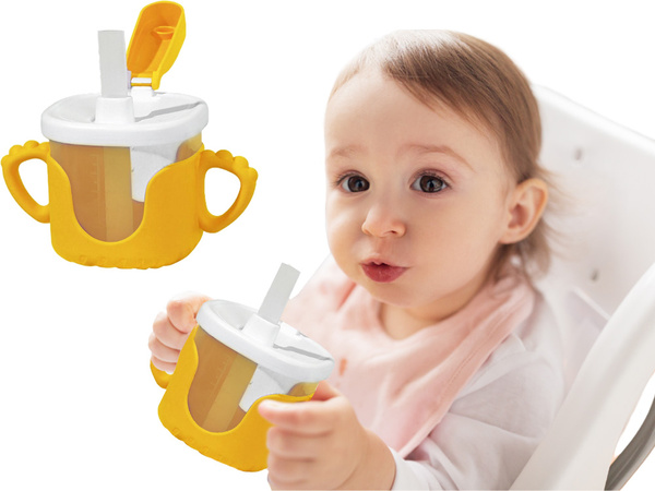 Kubek niekapek dla dziecka do picia silikonowe uchwyty 300ml ze słomką