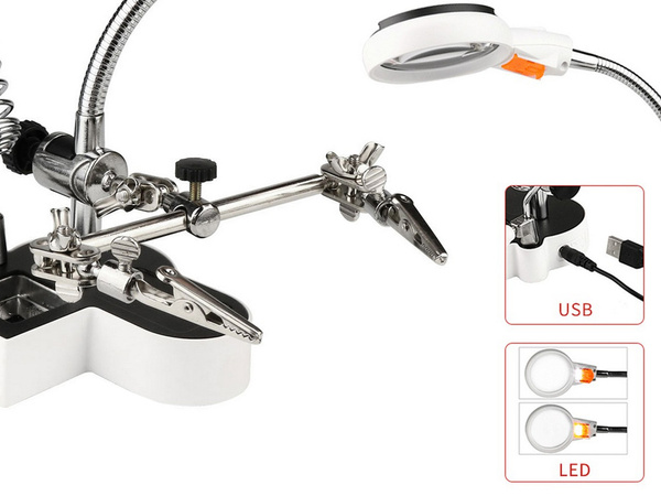 Trzecia ręka zestaw do lutowania uchwyt lupa led