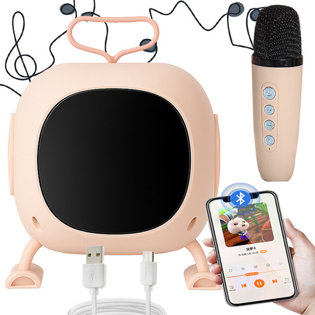 Głośnik bluetooth karaoke z mikrofonem led kolorowe kwadraty muzyka rgb
