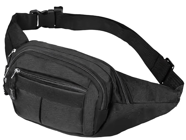 Nerka saszetka męska damska sportowa na pas 4 kieszenie czarna regulacja