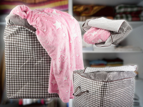 POJEMNIK DO SZAFY ORGANIZER TKANINOWY NA POŚCIEL UBRANIA SKŁADANY 100L