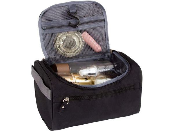 Kosmetyczka podróżna ogranizer z haczykiem męska damska wodoodporna czarna