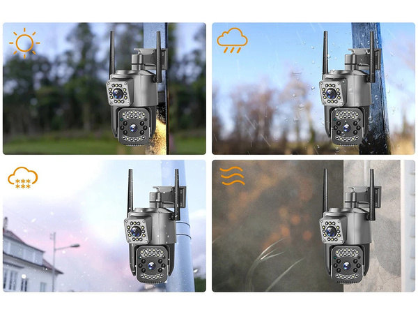 Kamera z dwoma obiektywami wifi zewnętrzna obrotowa detektor ruchu ip 4g