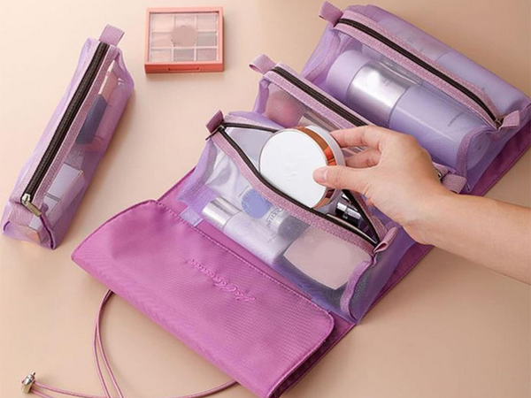 Kosmetyczka turystyczna podróżna roll funkcjonalna suwak 4 w 1 na kosmetyki
