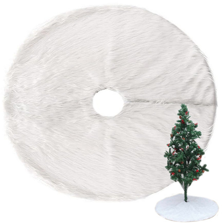Dywanik pod choinkę na święta mata futerko biały okrągły 90cm okrągły