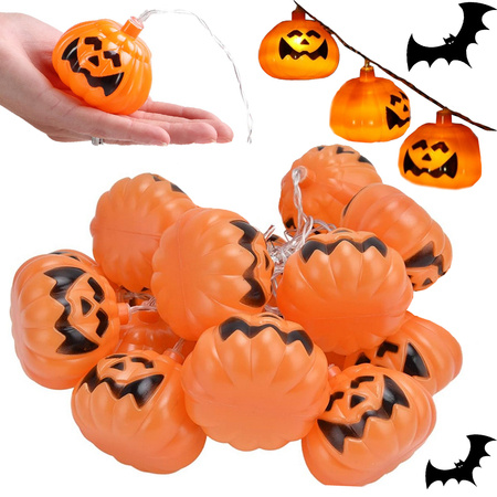 Lampki 10 led wiszące dynie halloween 200cm świecąca dekoracja ozdoba dynia