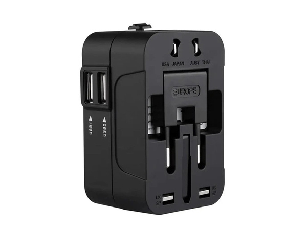 Adapter przejściówka wtyczka gniazdo uk usa eu aus uniwersalna 2x usb świat