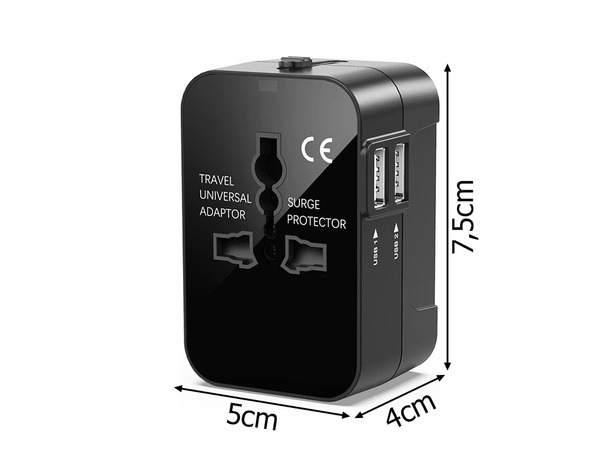 Adapter przejściówka wtyczka gniazdo uk usa eu aus uniwersalna 2x usb świat