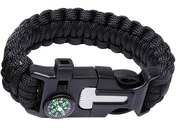 Bransoletka survival opaska 5w1 kompas krzesiwo linka ostrze linka paracord