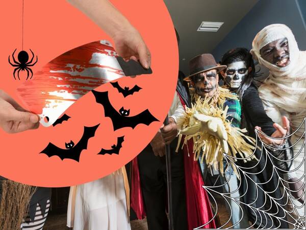 Girlanda halloween 2m noże narzędzia tasak zakrwawione dekoracja halloween