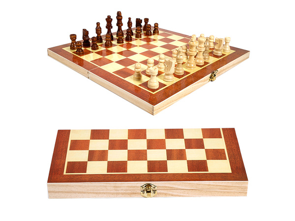 Gra w szachy warcaby tryktrak duże drewniane 3w1