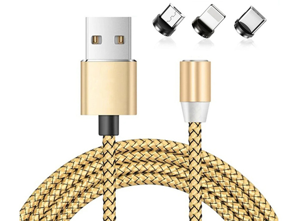 Kabel magnetyczny przwód do ładowania 3w1 micro typ-c usb lightning 1m