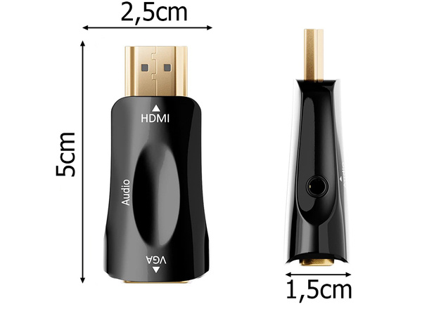 Konwerter adapter z hdmi na vga d-sub audio dźwięk mini jack