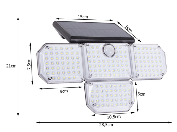 Lampa solarna 181 led z czujnikiem ruchu zmierzchu + pilot ogrodowa uliczna