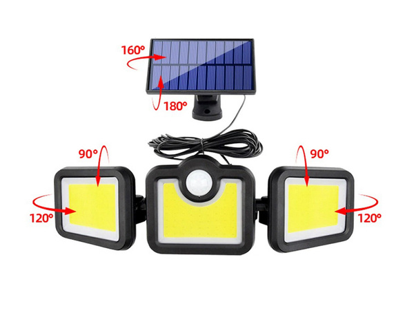 Lampa solarna z czujnikiem ruchu zmierzchu 171 led osobny panel ogrodowa