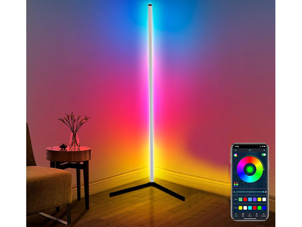 Lampa stojąca podłogowa narożnikowa rgb led nocna do sypialni aplikacja 1,5