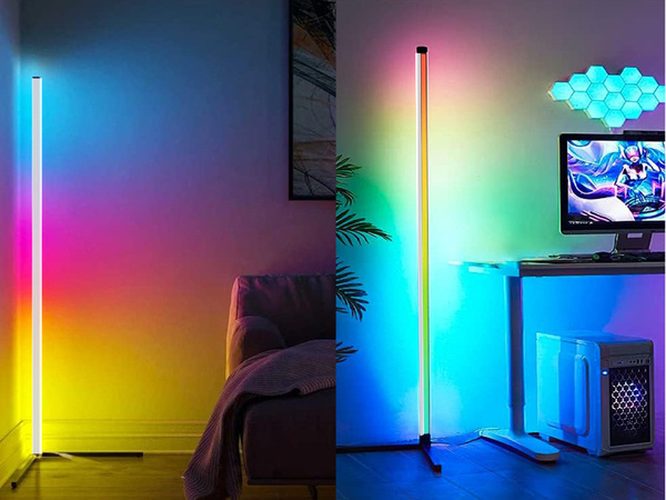 Lampa stojąca podłogowa narożnikowa rgb led nocna do sypialni aplikacja 1,5