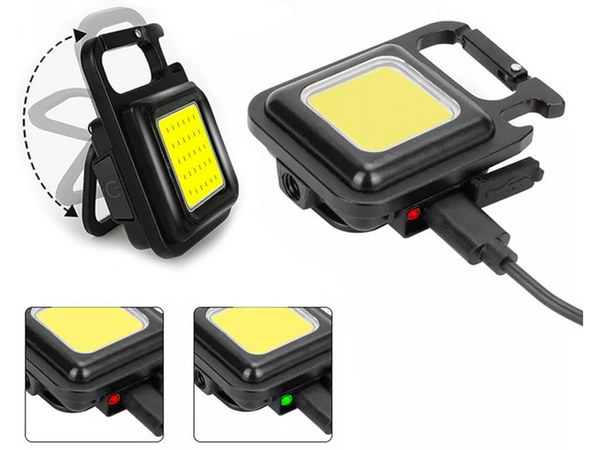 Lampka brelok led cob magnes latarka usb otwieracz