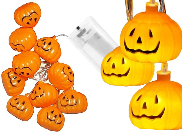 Lampki dynie 10 led wiszące halloween 200cm świecąca dekoracja ozdoba dynia