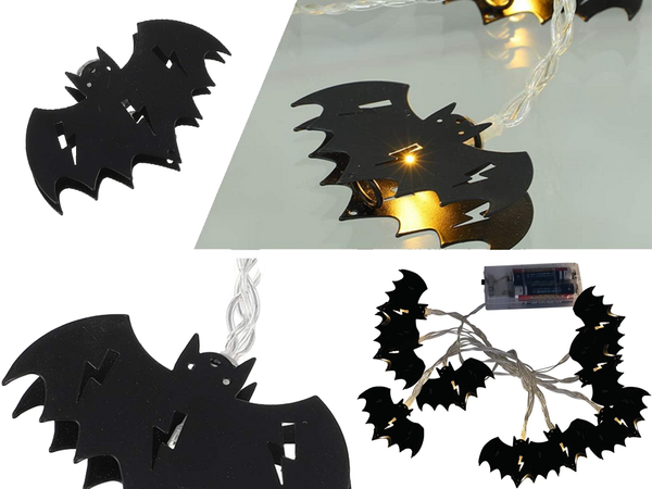 Lampki nietoperz 10 led wiszące halloween 200cm świecąca dekoracja ozdoba