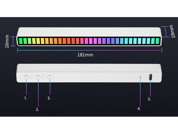 Ledy usb reakcja na dźwięk multikolor neon listwa rgb led mruga 18 trybów