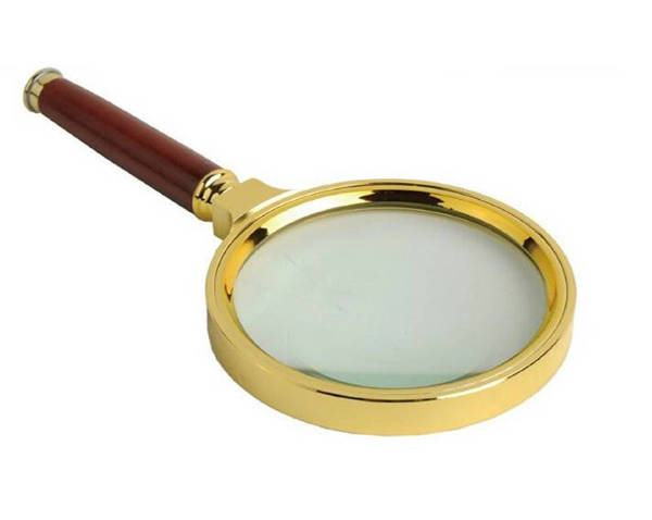 Lupa ręczna klasyczna 60 mm złota szkło elegancka