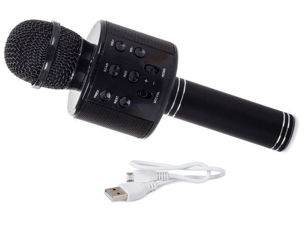 Mikrofon bezprzewodowy bluetooth głośnik karaoke modulator głosu okrągły