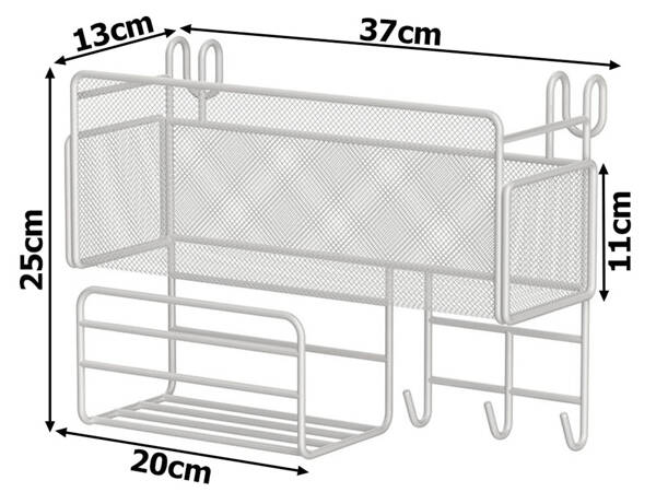 Półka organizer kuchenny pojemnik wiszący loft wisząca 3 x haczyki uchwyty