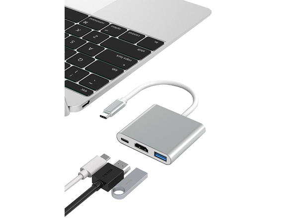 Przejściówka adapter 3w1 hub usb-c usb 3.0 hdmi 4k