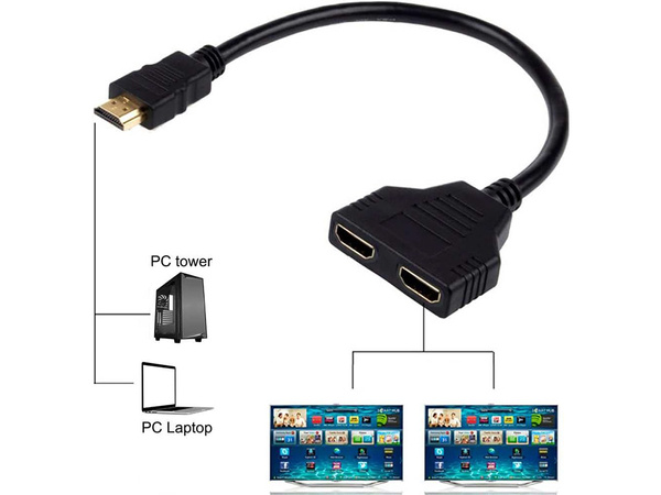 Rozdzielacz hdmi splitter rozgałęźnik 2 porty fhd