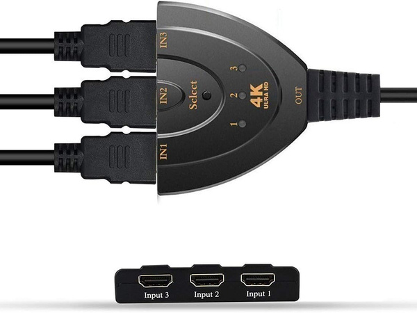 Rozdzielacz rozgałęźnik switch hdmi 3w1 3 porty 4k