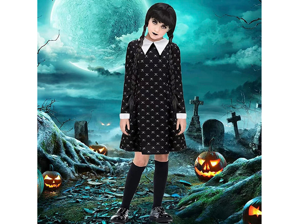 Sukienka wednesday addams strój kostium dla dzieci halloween przebranie 135