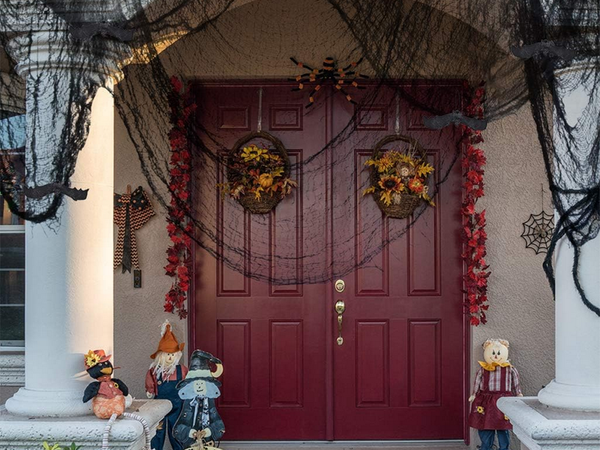 Sztuczna duża pajęczyna czarna halloween dekoracja do dekoracji 2 sztuki